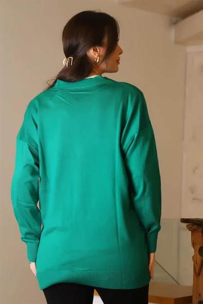 CEPLİ UZUN KOLLU BENETTON  KADIN HIRKA 5480-2K5 - Resim 5