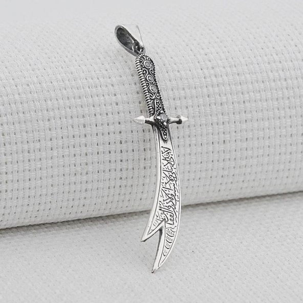 Zülfikar Kılıç Tasarımlı Beyaz Taşlı 925 Ayar Gümüş Kolye Ucu - Resim 2