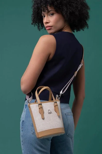 BENETTON BEJ CAMEL  KADIN EL ÇANTASI 1329-2Y5 - Resim 2