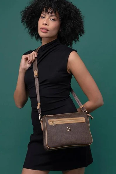 BENETTON KAHVE CAMEL KADIN ÇAPRAZ ÇANTA 1276-2Y5 - Resim 3