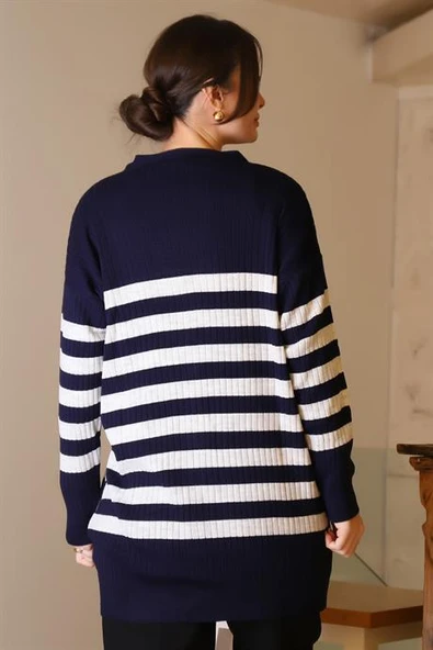 UZUN KOLLU DÜĞMELİ LACİ KADIN HIRKA 6132-2K5 - 5