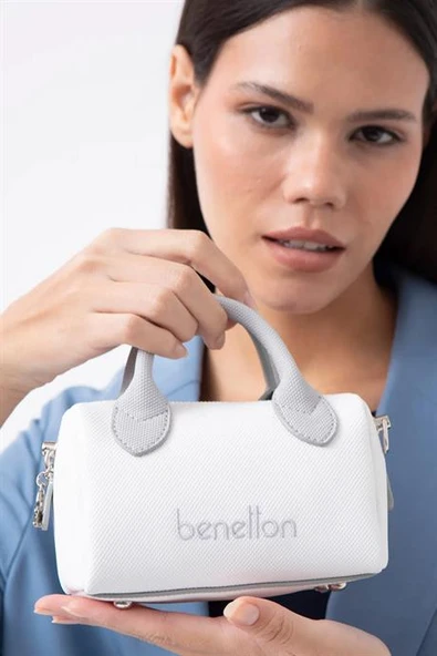 BENETTON BEYAZ A.GRİ KADIN ÇAPRAZ ÇANTA 1593-2Y5 - Resim 3