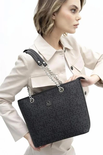 BENETTON SİYAH  KADIN KOL ÇANTASI 1279-2Y5 - Resim 2