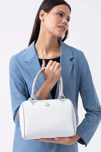 BENETTON BEYAZ A.GRİ KADIN KOL ÇANTASI 1533-2Y5 ürün görseli