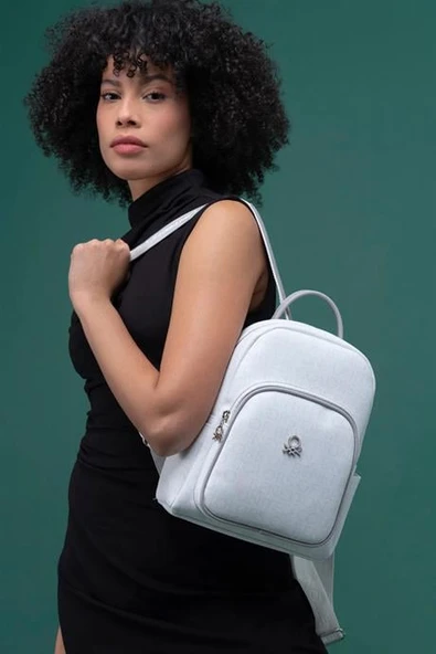 BENETTON BEYAZ A.GRİ KADIN SIRT ÇANTASI  1280-2Y5 - Resim 2