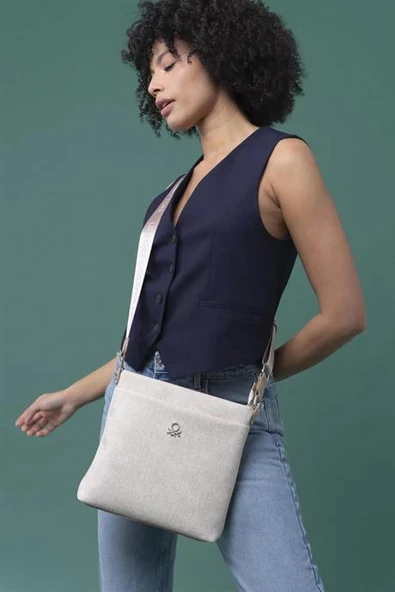 BENETTON BEJ KADIN ÇAPRAZ ÇANTA 1318-2Y5 - Resim 2