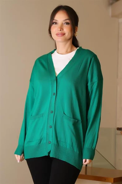 CEPLİ UZUN KOLLU BENETTON  KADIN HIRKA 5480-2K5 ürün görseli