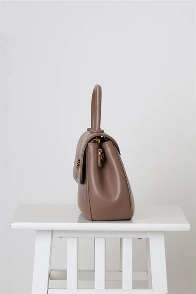 DERİ KISA SAPLI TAŞ KADIN EL ÇANTASI  2258-2K5 - Resim 2