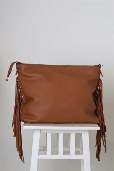 KENARLARI PÜSKÜLLÜ TABA KADIN ÇAPRAZ ÇANTA  8238-2K5 - Resim 3