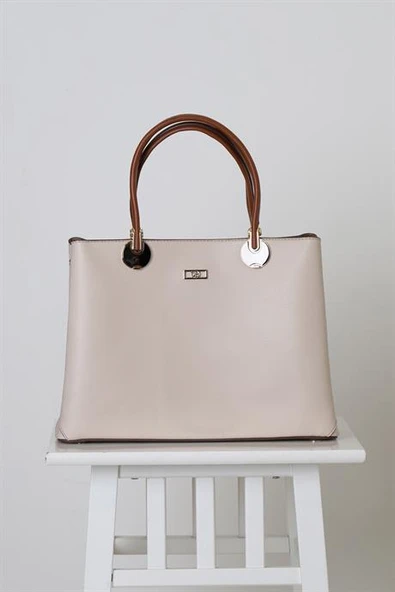 METAL DETAYLI BEJ KADIN EL ÇANTASI 7241-2Y4 ürün görseli