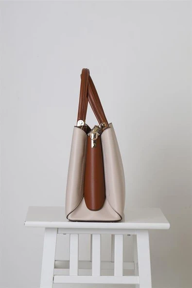 METAL DETAYLI BEJ KADIN EL ÇANTASI 7241-2Y4 - Resim 2