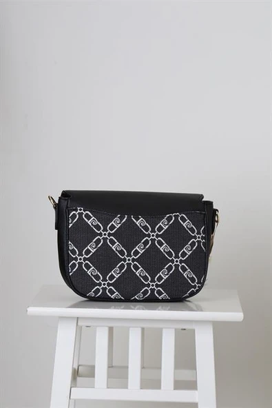 BASKILI UZUN ASKILI SİYAH  KADIN ÇANTA 828-2K5 - Resim 3