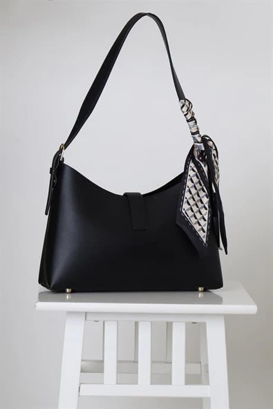 SİYAH AKSESUARLI KADIN KOL ÇANTASI 7429-2K5 - Resim 3