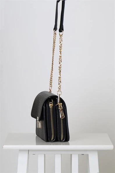 ZİNCİRLİ GRİ DESENLİ KADIN ÇANTA 7282-2K4 - 2