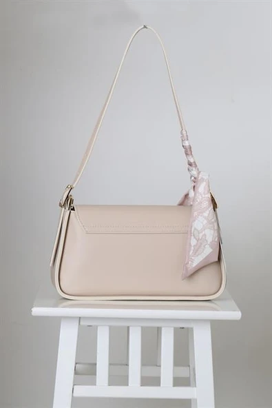 FULAR AKSESUARLI BEJ KADIN KOL ÇANTASI  26754-2Y5 - Resim 3