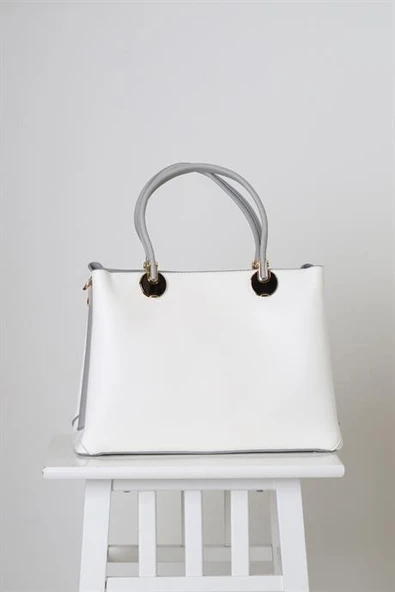 METAL DETAYLI BEYAZ KADIN EL ÇANTASI  7241-2Y4 - Resim 3