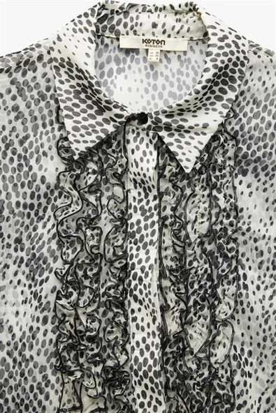 UZUN KOLLU FIRFIRLI SİYAH KADIN GÖMLEK 5SAK60185UW-2Y5 - 4