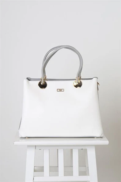 METAL DETAYLI BEYAZ KADIN EL ÇANTASI  7241-2Y4 ürün görseli