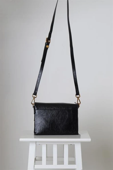 METAL DETAYLI SİYAH KADIN KOL ÇANTASI 2256-2K5 - Resim 3