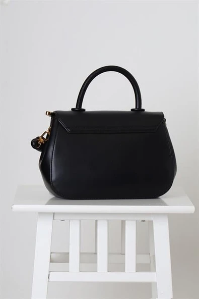 DERİ KISA SAPLI  SİYAH KADIN EL ÇANTASI 2258-2K5 - Resim 3