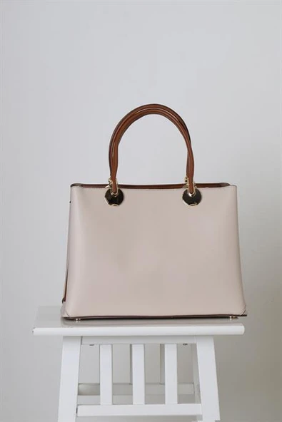 METAL DETAYLI BEJ KADIN EL ÇANTASI 7241-2Y4 - Resim 3