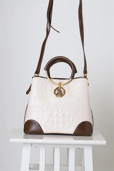 METAL SAPLI BEJ KADIN ÇAPRAZ ÇANTA  26503-2K5 ürün görseli