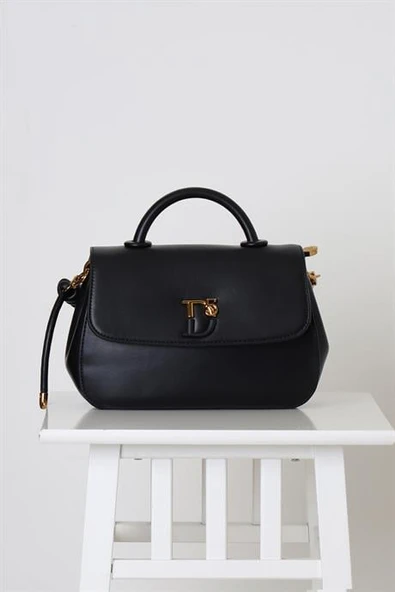 DERİ KISA SAPLI  SİYAH KADIN EL ÇANTASI 2258-2K5 ürün görseli