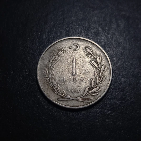 Escoines Koleksiyon 399636860aad3682dd 1957 Menderes 1Lira Haliye Eski Madeni Para - Resim 2