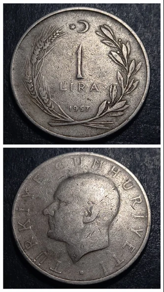 Escoines Koleksiyon 399636860aad3682dd 1957 Menderes 1Lira Haliye Eski Madeni Para ürün görseli 1