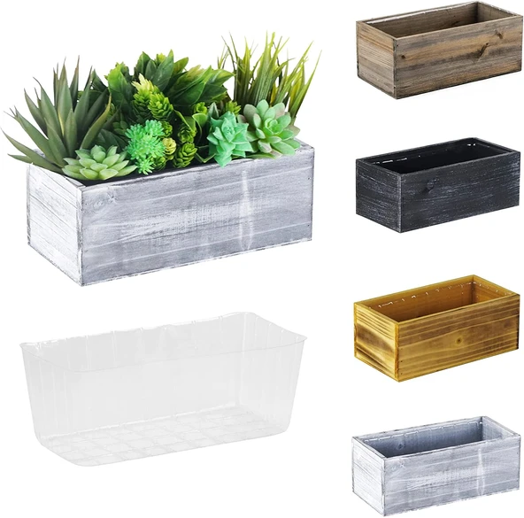 Ahşap Saksı Kutusu, Çiçeklik, Doğal Ahşap Dekor Ev ve Düğün Süslemeleri - 3