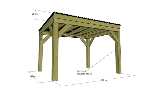 iAhşap Veranda Ahşap Pergole Trapezli Gölgelik Çardak Kamelya p15 - 7