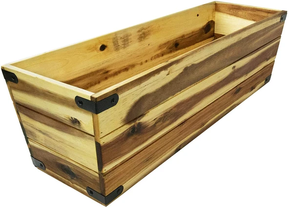 iAhşap Doğal Ahşap Saksı Kutusu, Doğal Ahşap, Çiçeklik - 7