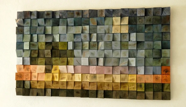 Resim Ahşap Duvar Tablo, Ahşap Duvar Dekoru, Ahşap Mozaik, Ahşap Duvar Sanatı - 7