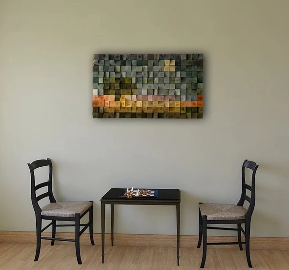 Resim Ahşap Duvar Tablo, Ahşap Duvar Dekoru, Ahşap Mozaik, Ahşap Duvar Sanatı - 2