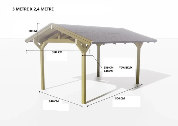 iAhşap Veranda Ahşap Pergole membranlı Çatı Gölgelik Çardak Kamelya p16 - 5
