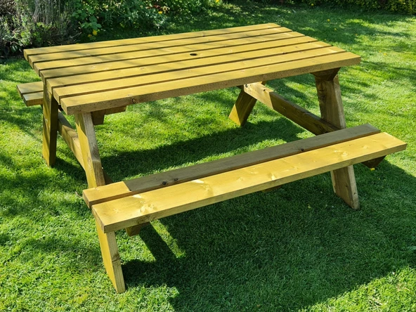 iAhşap Bank Ahşap Yemek Masası Piknik Masası 70x150 cm - 4