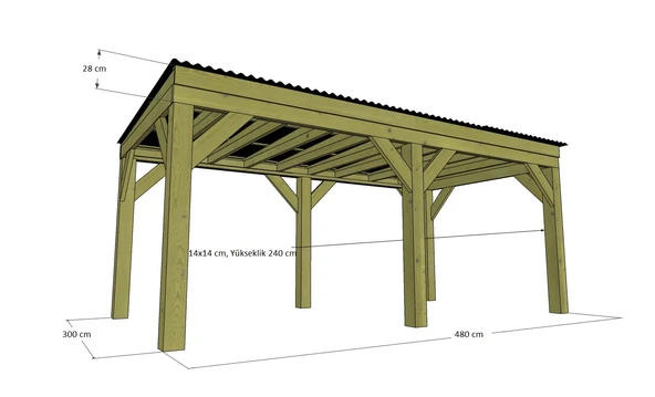 iAhşap Veranda Ahşap Pergole Trapezli Gölgelik Çardak Kamelya p15 - 8