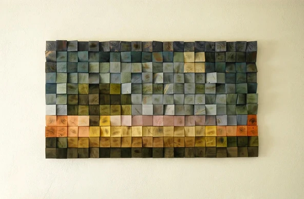 Resim Ahşap Duvar Tablo, Ahşap Duvar Dekoru, Ahşap Mozaik, Ahşap Duvar Sanatı - 5