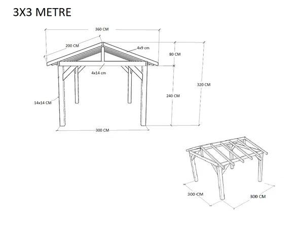 iAhşap Veranda Ahşap Pergole Çatı membran Gölgelik Çardak Kamelya p14 - 7