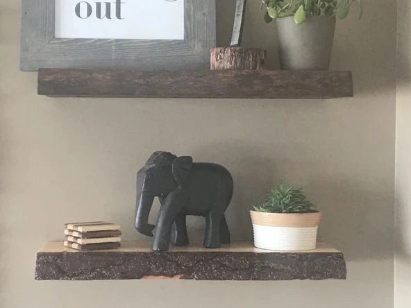 iAhşap Ahşap raf, Doğal canlı kenar, Rustik raf, Yüzer raf - 5