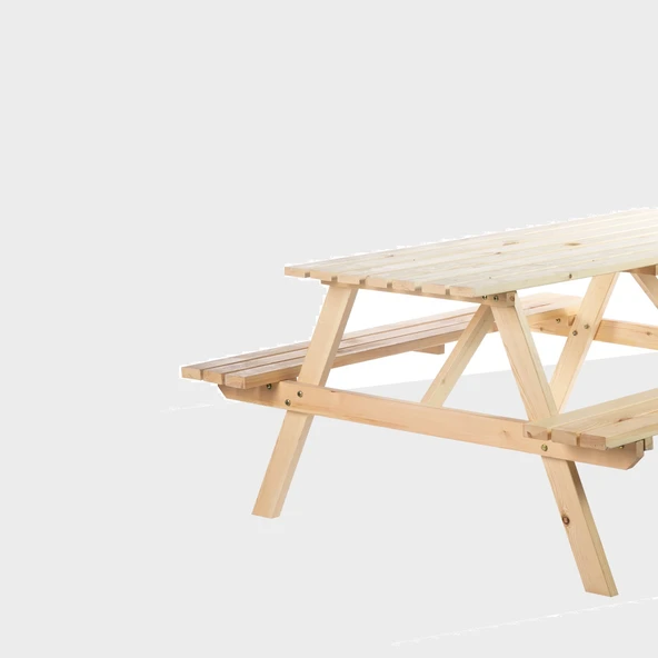 iAhşap Bank Ahşap Yemek Masası Piknik Masası 60x150 cm no 2 - 3