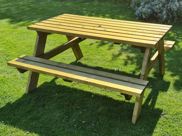 iAhşap Bank Ahşap Yemek Masası Piknik Masası 70x150 cm - 6