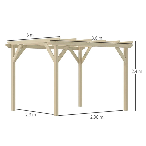 iAhşap Veranda Ahşap Pergole 3x3,6 metre Veranda Kamelya p7 - 5