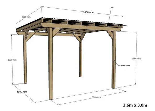iAhşap Veranda Ahşap Pergole Gölgelik Trapezli Veranda Kamelya p5 - 4
