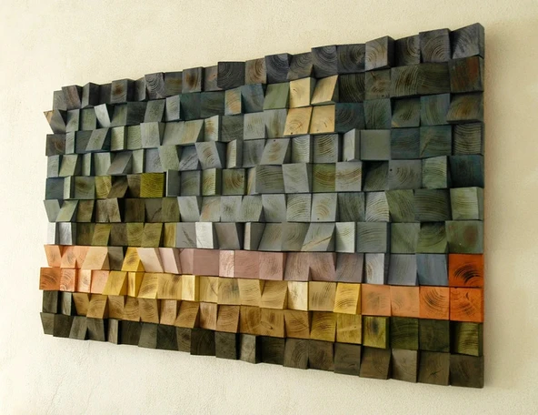 Resim Ahşap Duvar Tablo, Ahşap Duvar Dekoru, Ahşap Mozaik, Ahşap Duvar Sanatı - 4