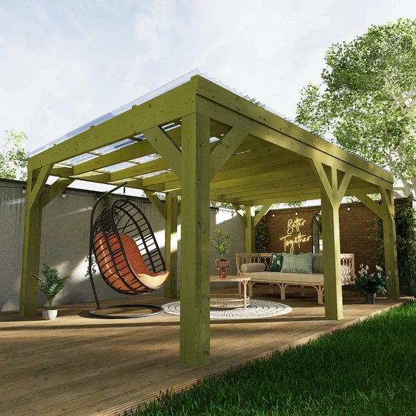 iAhşap Veranda Ahşap Pergole Trapezli Gölgelik Çardak Kamelya p15 - 4