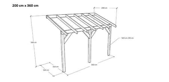 iAhşap Veranda Ahşap Pergole Sundurma Gölgelik Çatı membran Çardak Kamelya p13 - 4