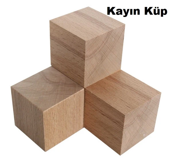 iAhşap Hobi Ahşap Küp Dekoratif Küp Doğal Ahşap Küp Blokları - 7