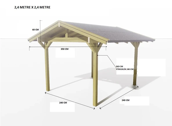 iAhşap Veranda Ahşap Pergole membranlı Çatı Gölgelik Çardak Kamelya p16 - 4