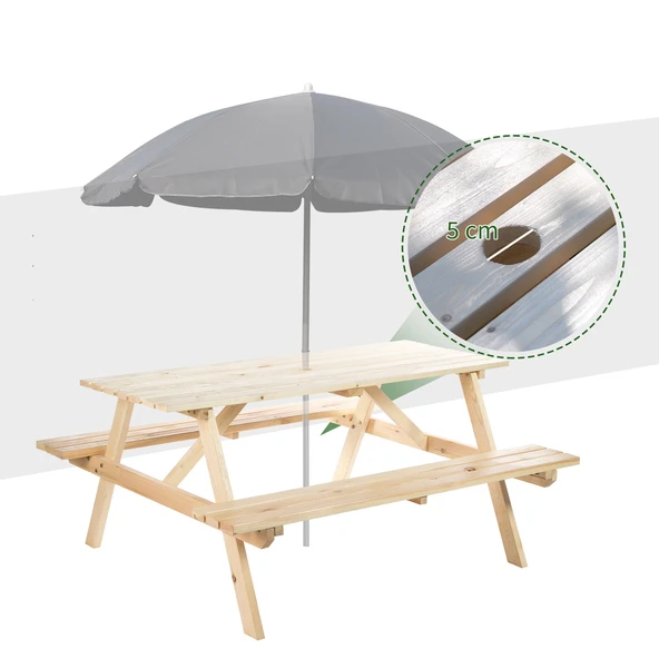 iAhşap Bank Ahşap Yemek Masası Piknik Masası 60x150 cm no 2 - 4